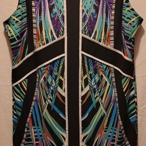 NICOLE by Nicole Miller Palm Print Tropical Summer Shift Dress Size Medium